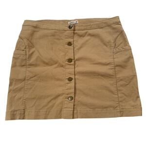Toad & Co Earthworks Skirt Women's 12 Starfish Khaki Organic Cotton Button Front